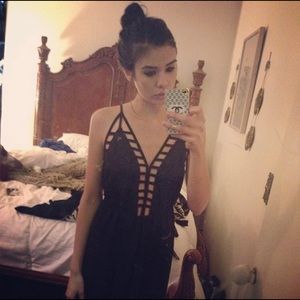 Low black flair pant romper